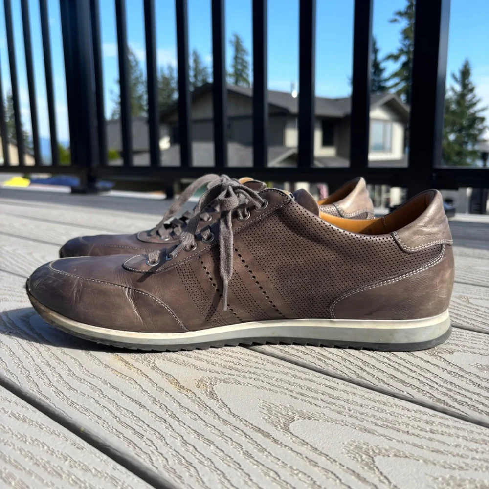 Magnanni Merino Sneakers Men's 12 M Gray Leather Casual Lace Up Shoes
